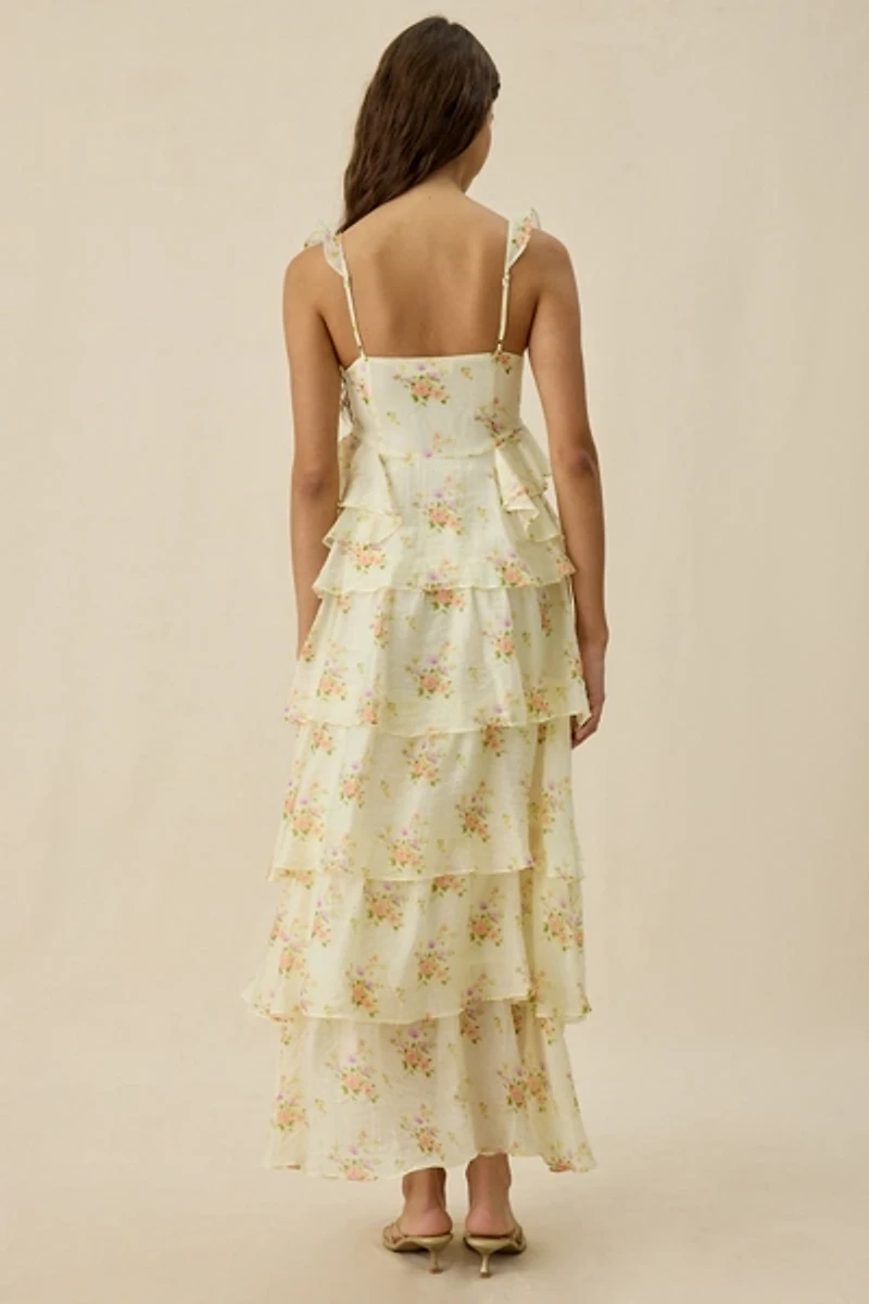 ASTR The Label Adessa Floral Tiered Ruffle Maxi Dress