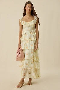 ASTR The Label Adessa Floral Tiered Ruffle Maxi Dress