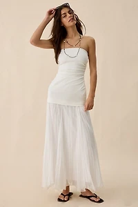 ASTR The Label Yvonne Mixed Media Strapless Maxi Dress
