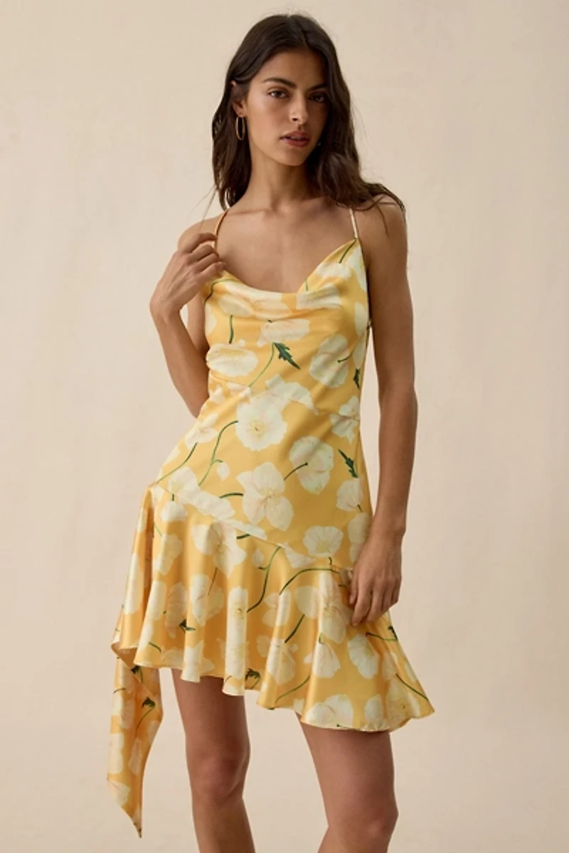 ASTR The Label Paloma Asymmetric Cowl Neck Mini Dress
