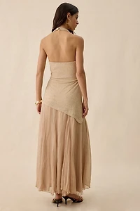 ASTR The Label Inez Mixed Media Halter Maxi Dress