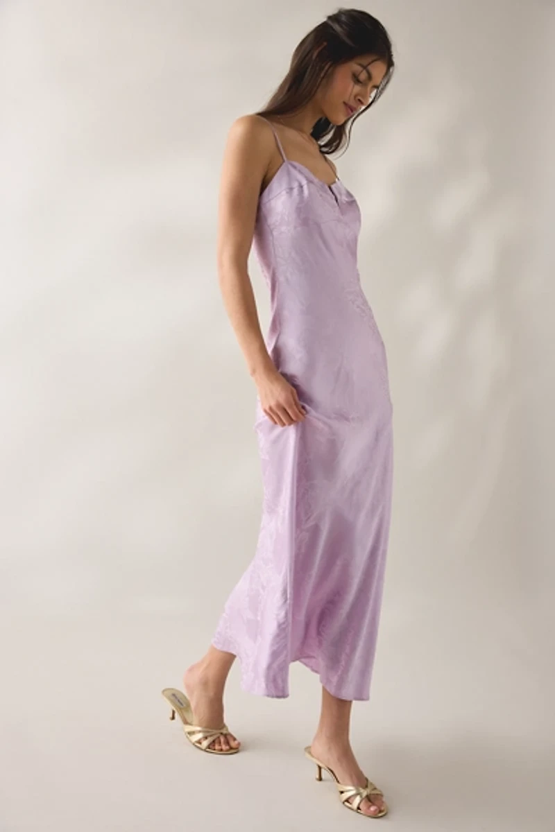 ASTR The Label Tyla Floral Jacquard Satin Maxi Dress