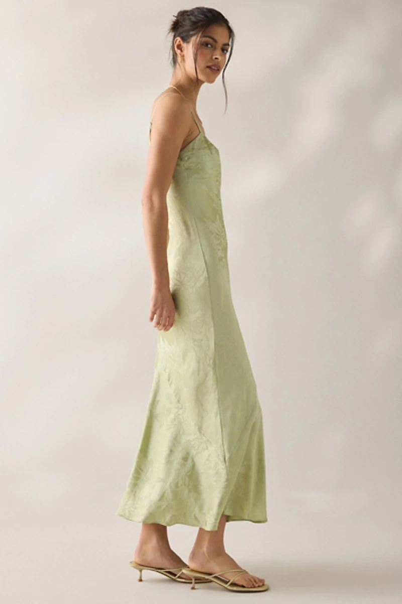 ASTR The Label Tyla Floral Jacquard Satin Maxi Dress