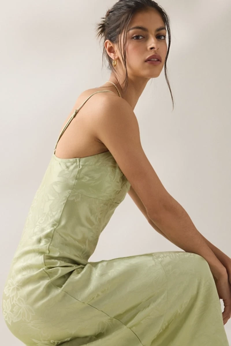 ASTR The Label Tyla Floral Jacquard Satin Maxi Dress
