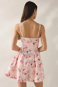ASTR The Label Birdie Floral Eyelet Corset Mini Dress