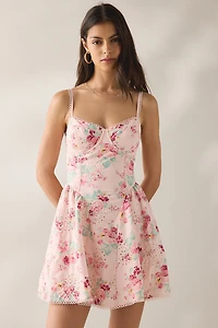 ASTR The Label Birdie Floral Eyelet Corset Mini Dress