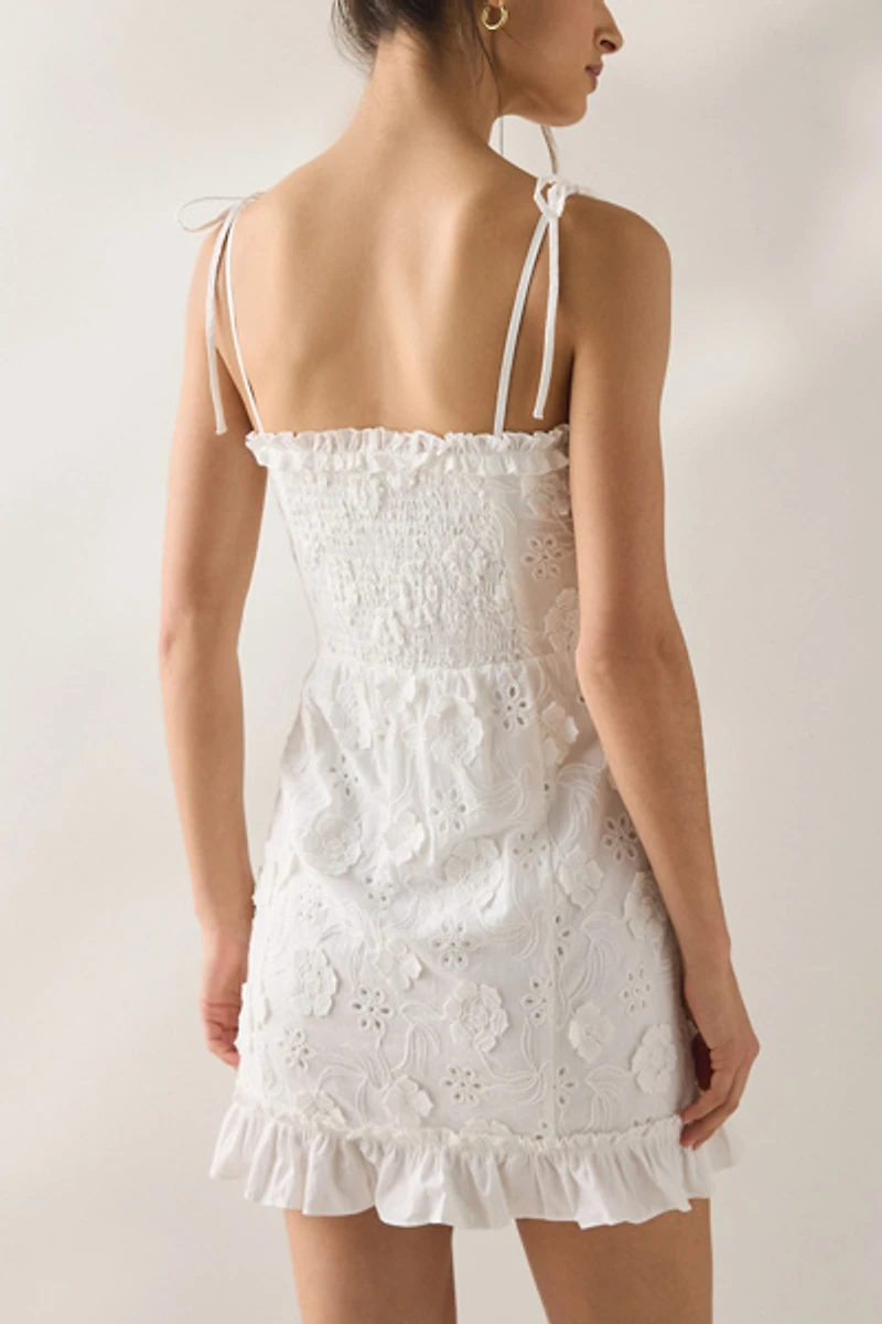 ASTR The Label Breanna Eyelet Floral Applique Corset Mini Dress