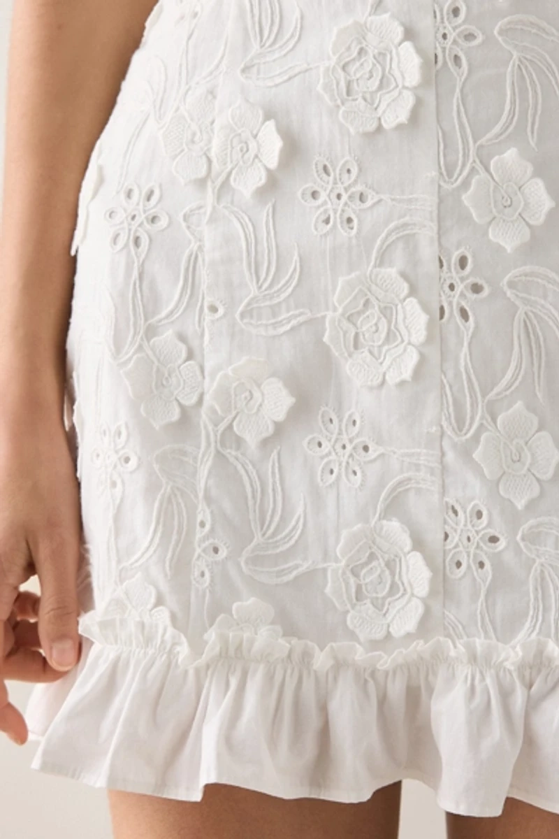 ASTR The Label Breanna Eyelet Floral Applique Corset Mini Dress