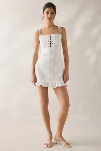 ASTR The Label Breanna Eyelet Floral Applique Corset Mini Dress