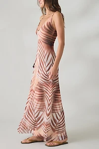 AFRM Romy Kissing Palms Mesh Crisscross Strap Maxi Dress