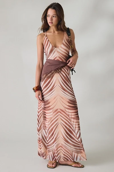 AFRM Romy Kissing Palms Mesh Crisscross Strap Maxi Dress