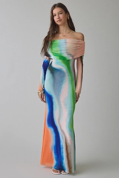 AFRM Essie Mesh Off-The-Shoulder Long Sleeve Maxi Dress