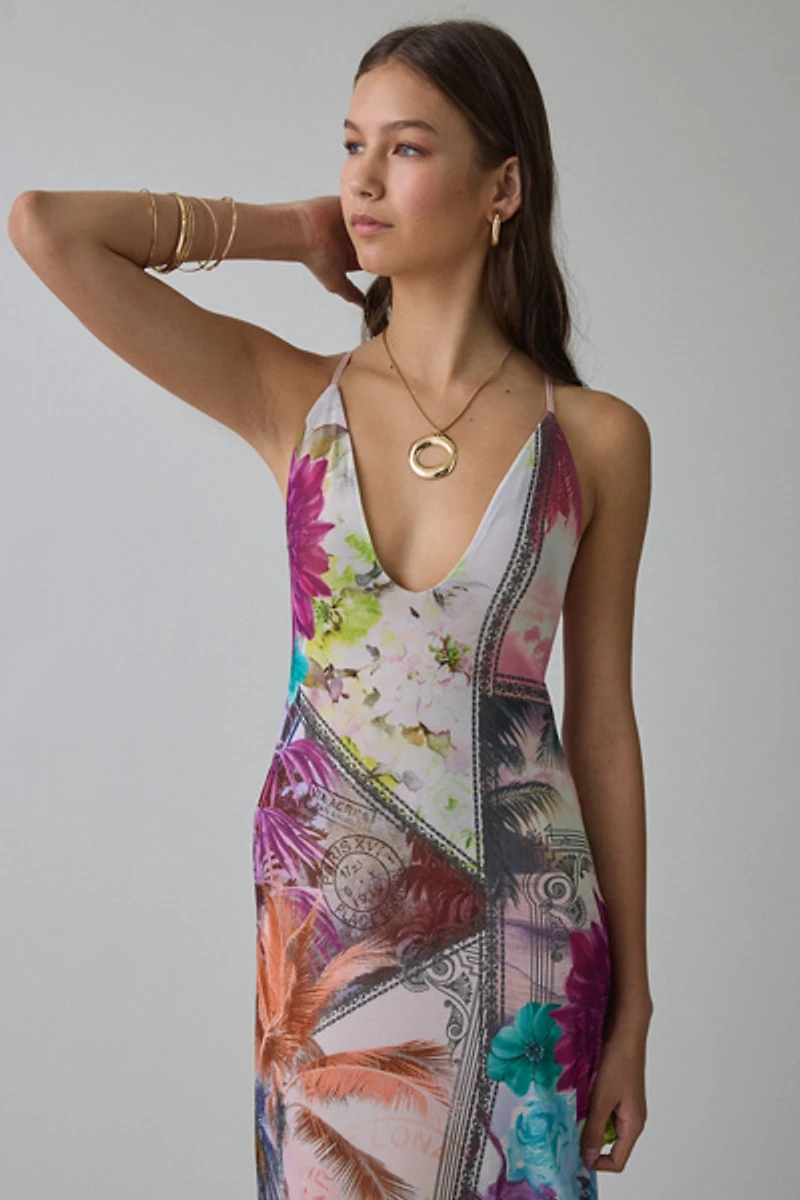 AFRM Romy Plunging Strappy Mesh Maxi Dress