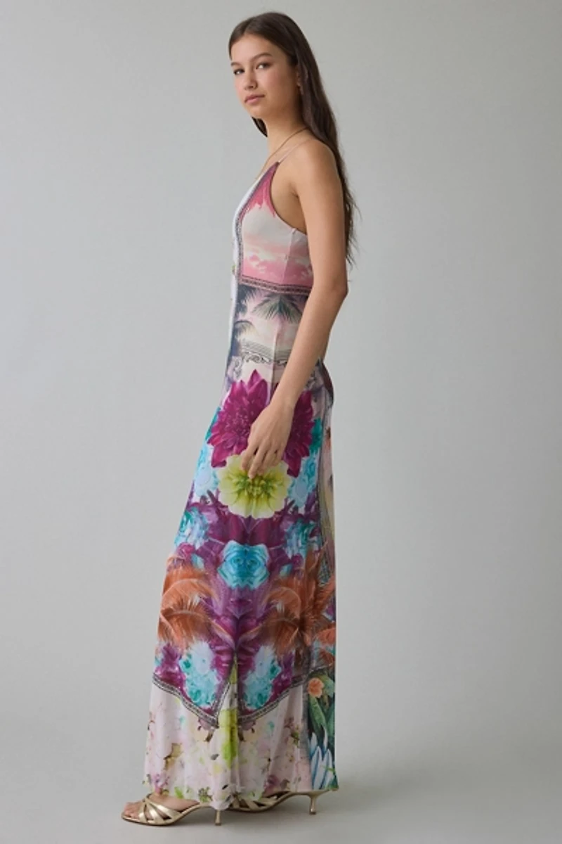 AFRM Romy Plunging Strappy Mesh Maxi Dress
