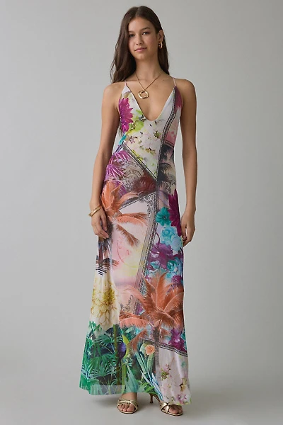 AFRM Romy Plunging Strappy Mesh Maxi Dress