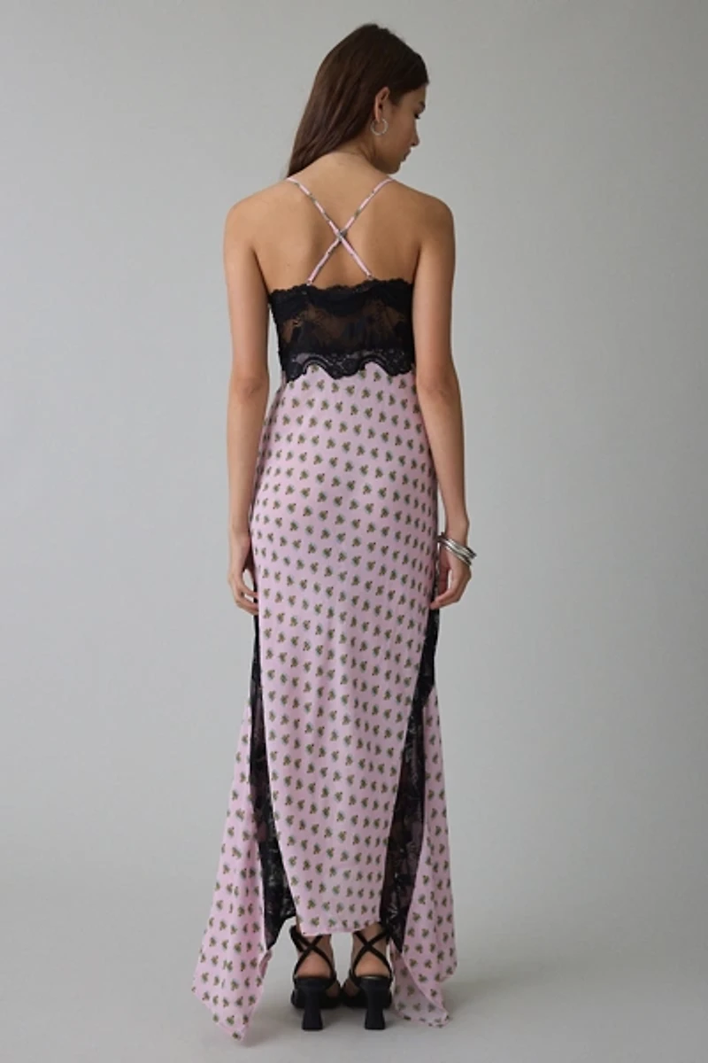 AFRM Vince Lace Trim High-Low Maxi Dress