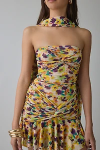 AFRM Ineson Knotted Scarf Detail Strapless Mini Dress