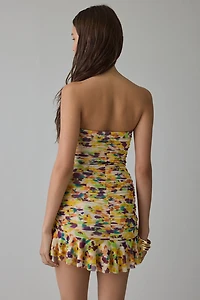 AFRM Ineson Knotted Scarf Detail Strapless Mini Dress