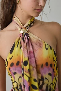 AFRM Brylee Ring Detail Tie Halter Neck Mini Dress