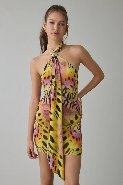 AFRM Brylee Ring Detail Tie Halter Neck Mini Dress