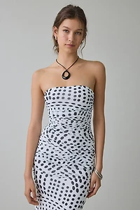 AFRM Marlo Ruched Mesh Strapless Bodycon Maxi Dress