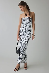 AFRM Marlo Ruched Mesh Strapless Bodycon Maxi Dress