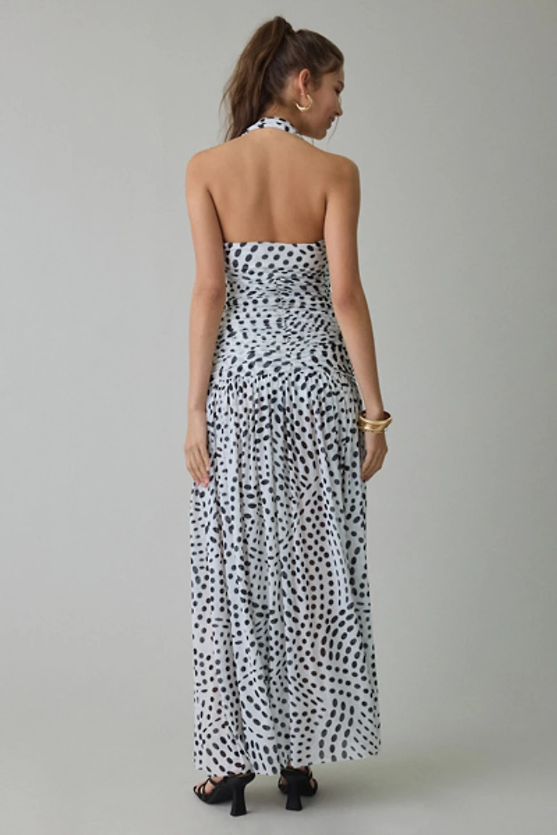 AFRM Blane Keyhole Cutout Halter Neck Maxi Dress