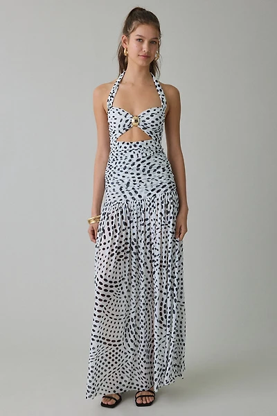 AFRM Blane Keyhole Cutout Halter Neck Maxi Dress
