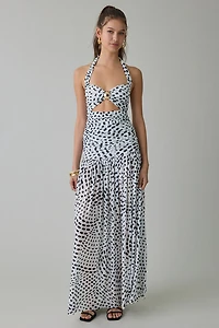 AFRM Blane Keyhole Cutout Halter Neck Maxi Dress