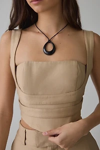 AFRM Kendra Khaki Cropped Corset Top