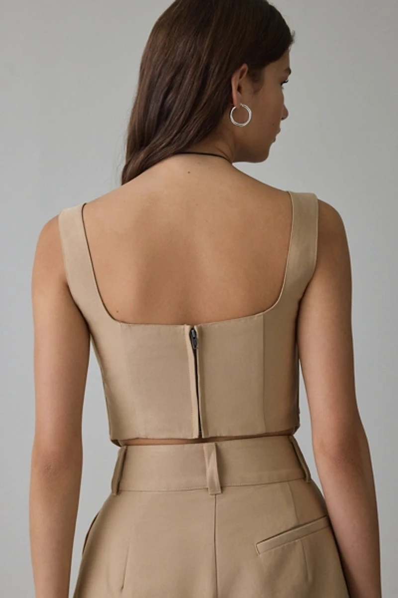 AFRM Kendra Khaki Cropped Corset Top