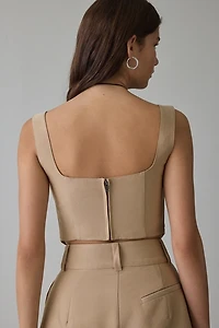 AFRM Kendra Khaki Cropped Corset Top