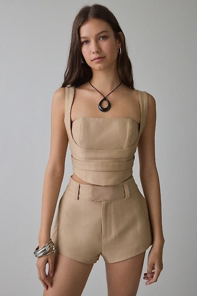 AFRM Kendra Khaki Cropped Corset Top