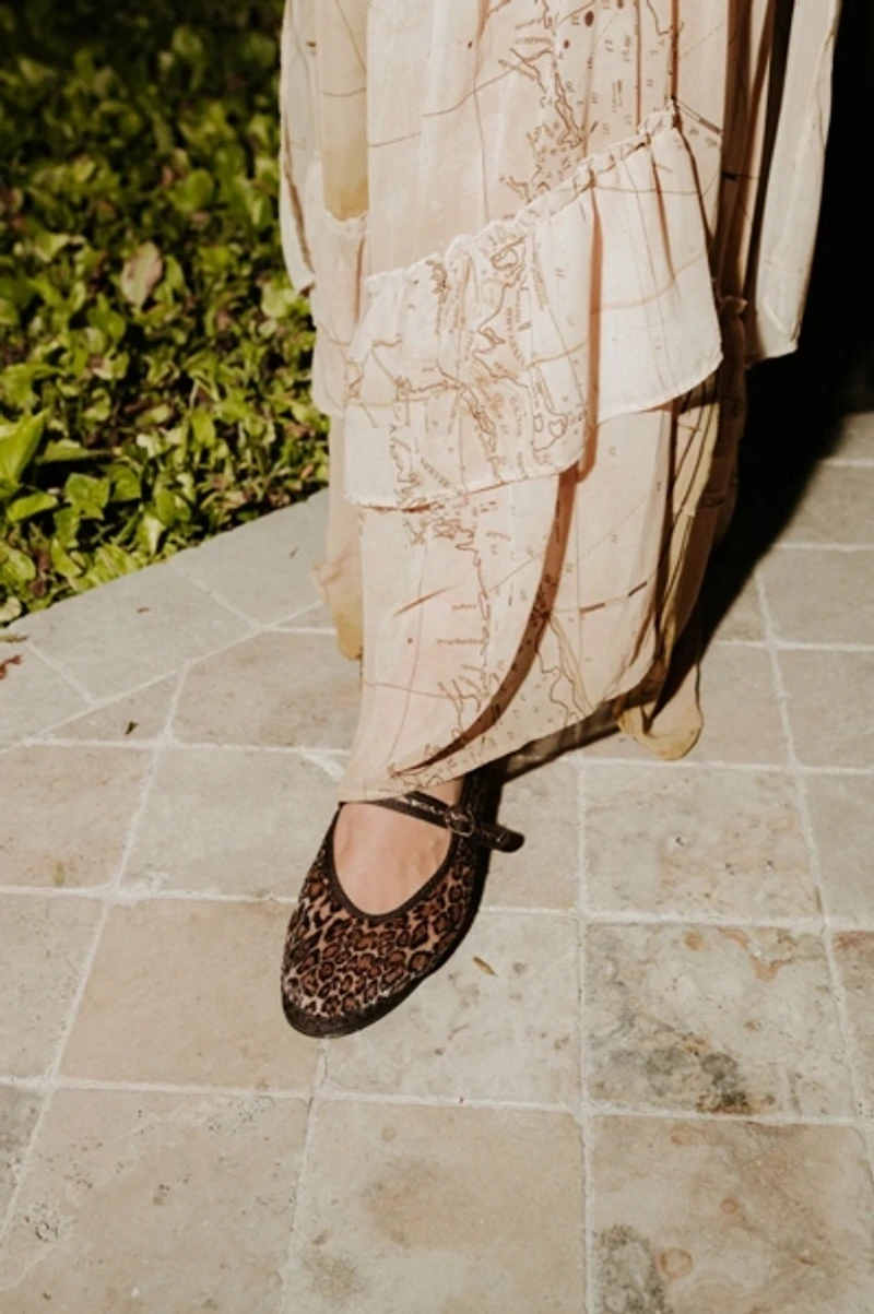 Flabelus Leopard Mary Jane Flat