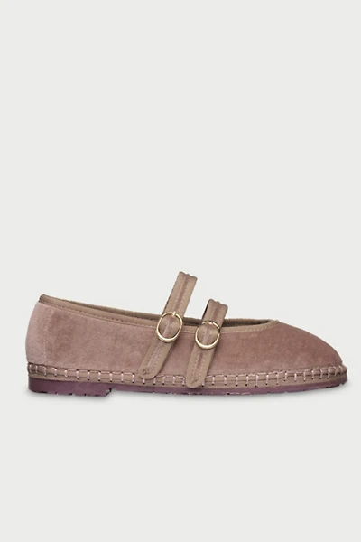 Flabelus Mae Strappy Velvet Mary Jane Flat