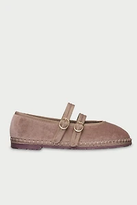 Flabelus Mae Strappy Velvet Mary Jane Flat