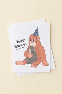 Sammy Gorin Punch The Macaque Monkey & His Plushie Birthday Card