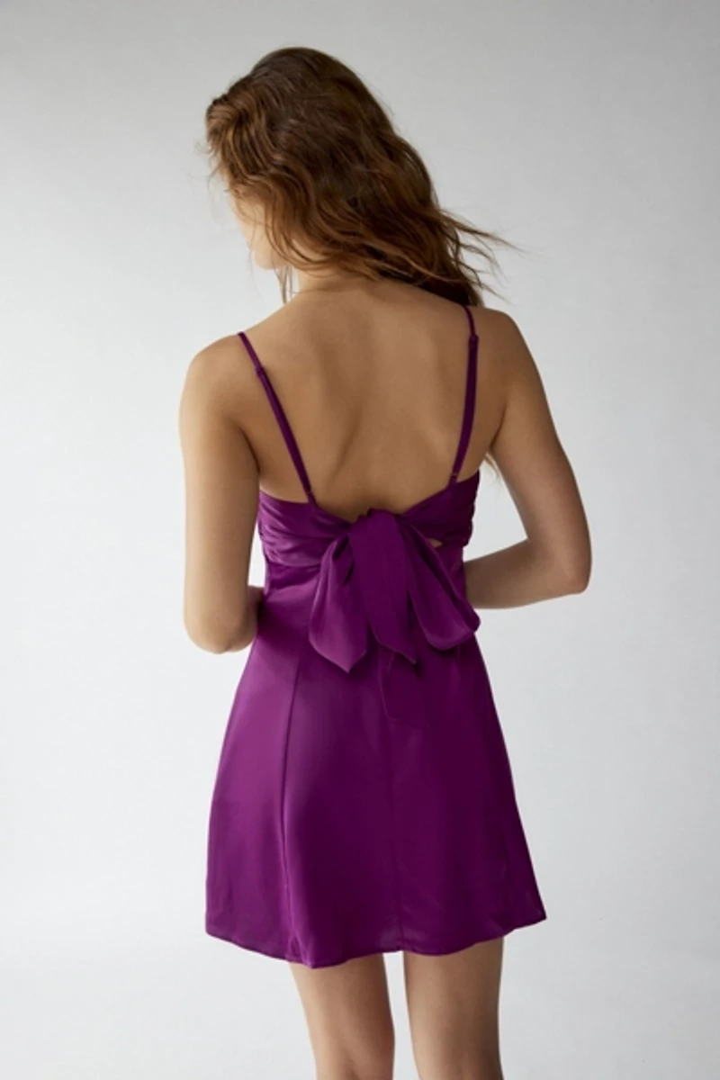 Bella Bow-Back Satin Mini Dress