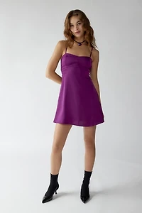 Bella Bow-Back Satin Mini Dress