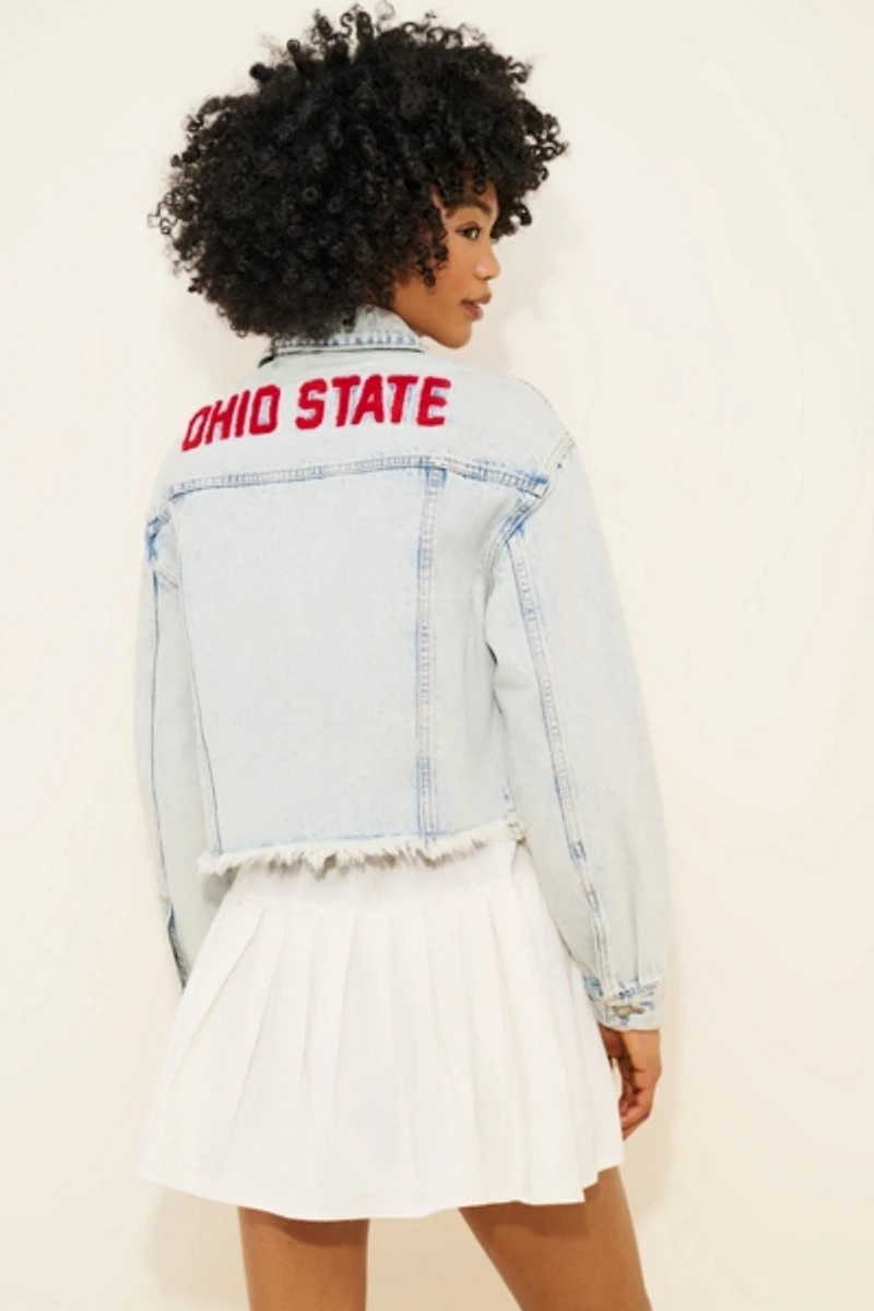 Hype and Vice Ohio State Cropped Denim Jacket