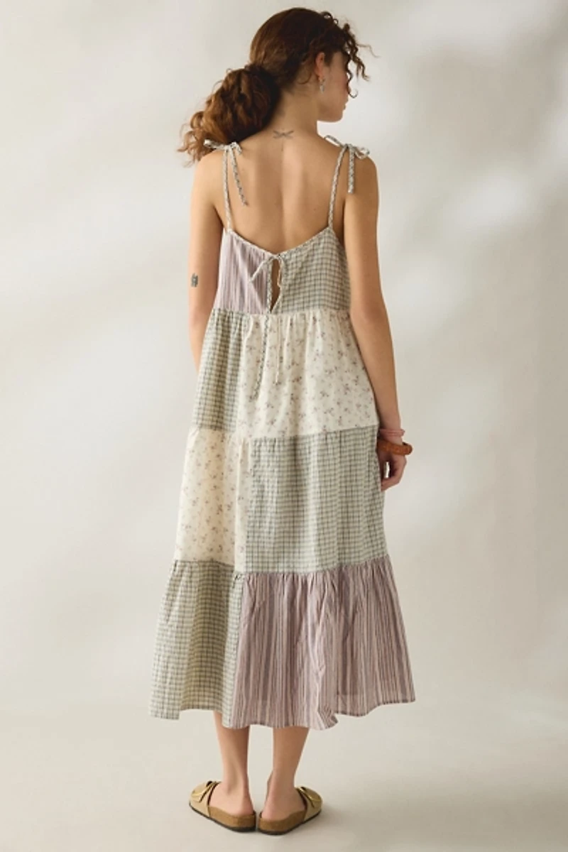 Daisy Street Picnic Patchwork Trapeze Maxi Dress