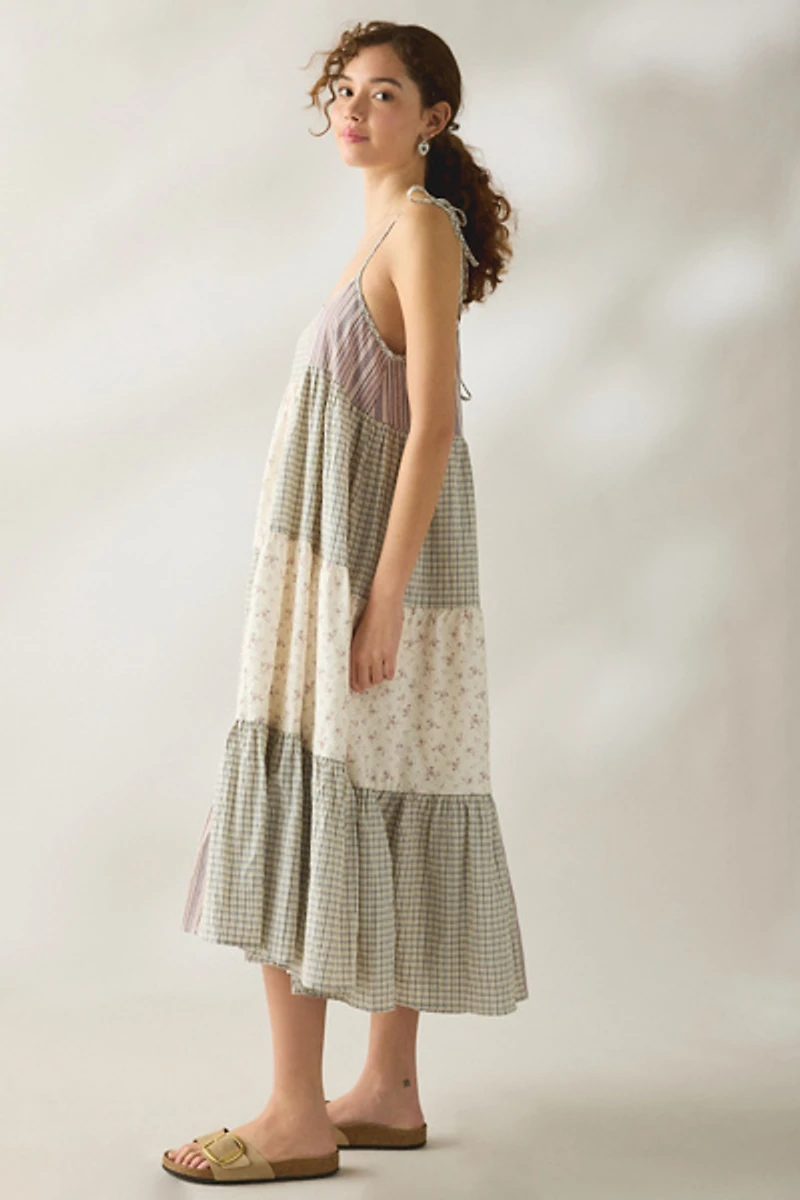 Daisy Street Picnic Patchwork Trapeze Maxi Dress