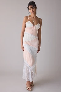 Daisy Street Lollipop Asymmetric Spliced Slip Maxi Dress