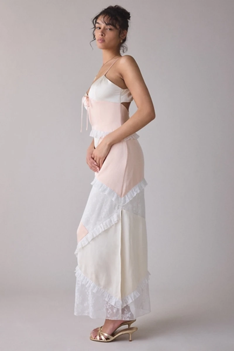 Daisy Street Lollipop Asymmetric Spliced Slip Maxi Dress
