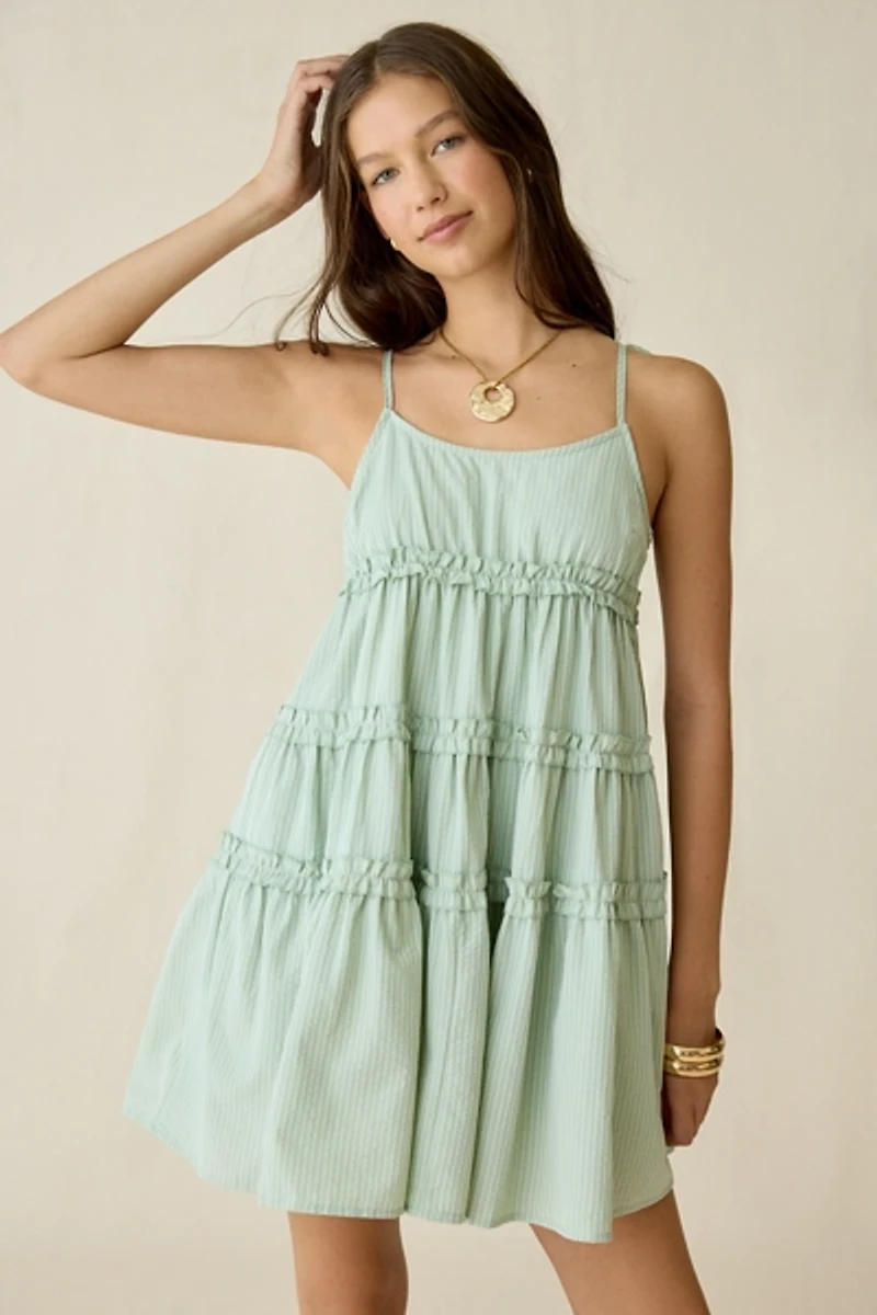 Daisy Street Dream Drifter Tiered Babydoll Mini Dress