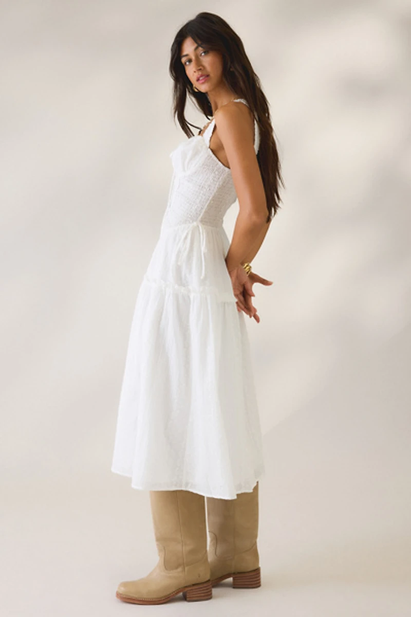 Daisy Street Shell Tiered Milkmaid Midi Dress