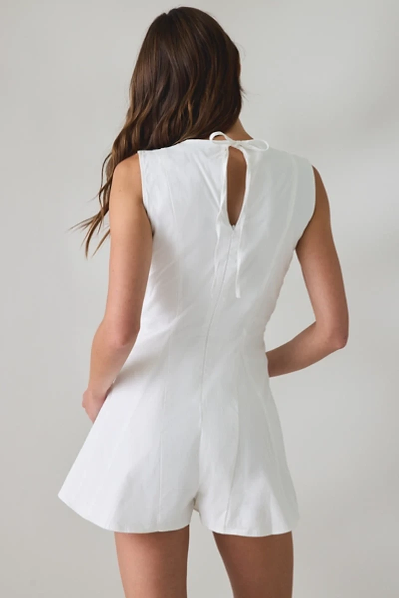 Daisy Street Ripple Fit-And-Flare Sleeveless Romper