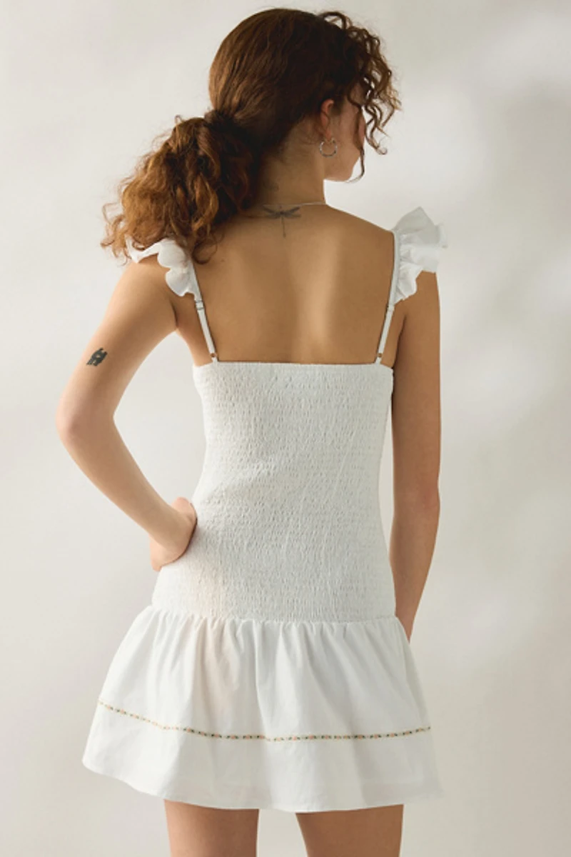 Daisy Street Bloom Drop Waist Smocked Mini Dress