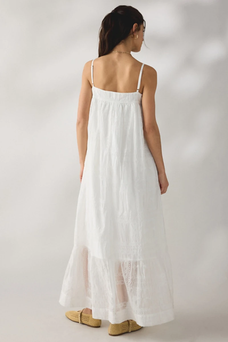 Daisy Street Wisteria Eyelet Lace Trapeze Maxi Dress