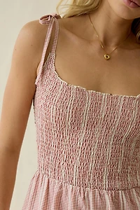 Daisy Street Rosella Tie-Strap Smocked Midi Dress